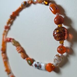 Orange Vintage Colorful Beaded Necklace
